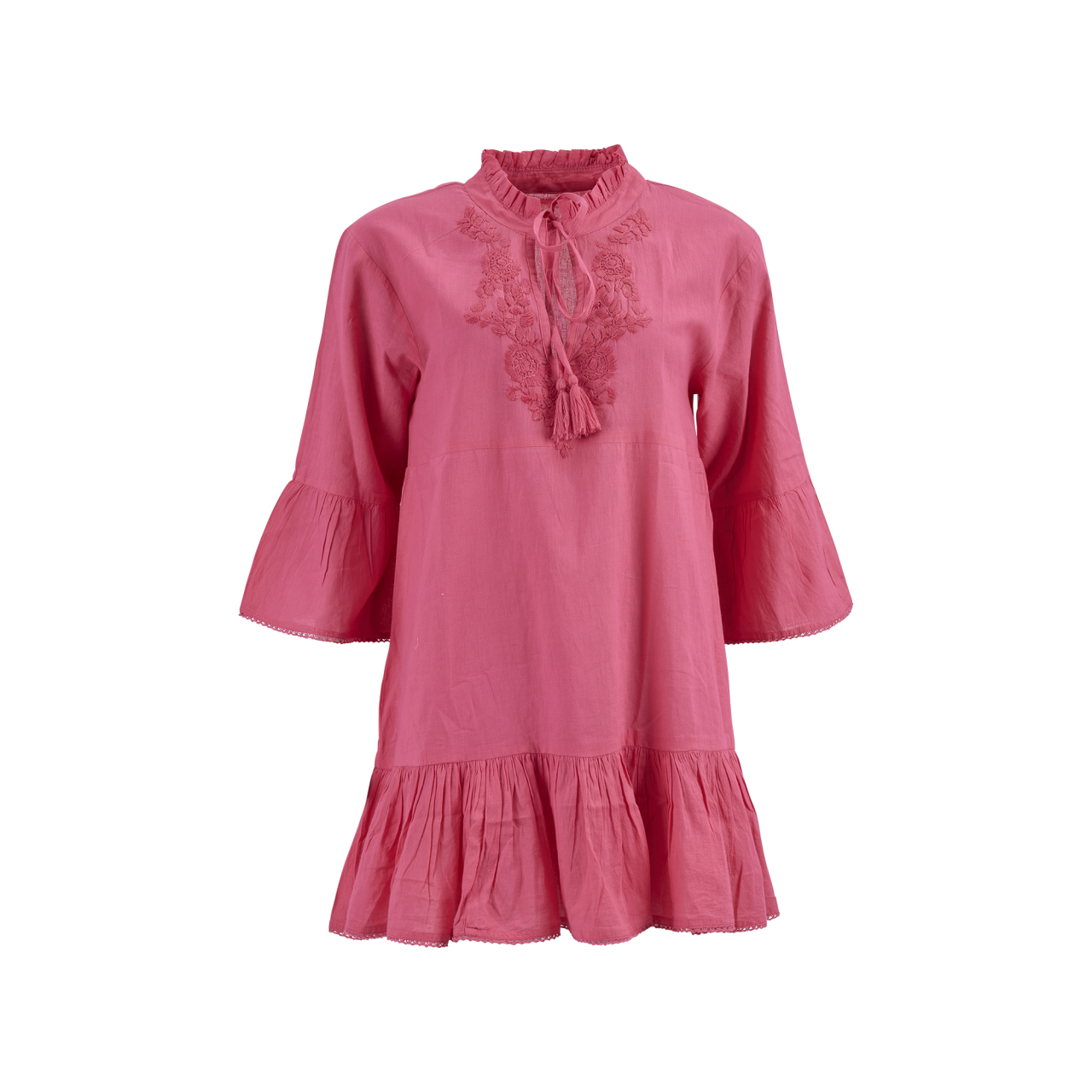 Nitzsche Accessoires Strandkleid mit Stickerei am V-Ausschnitt und Rüschen Kauf eins, bekomm eins gratis