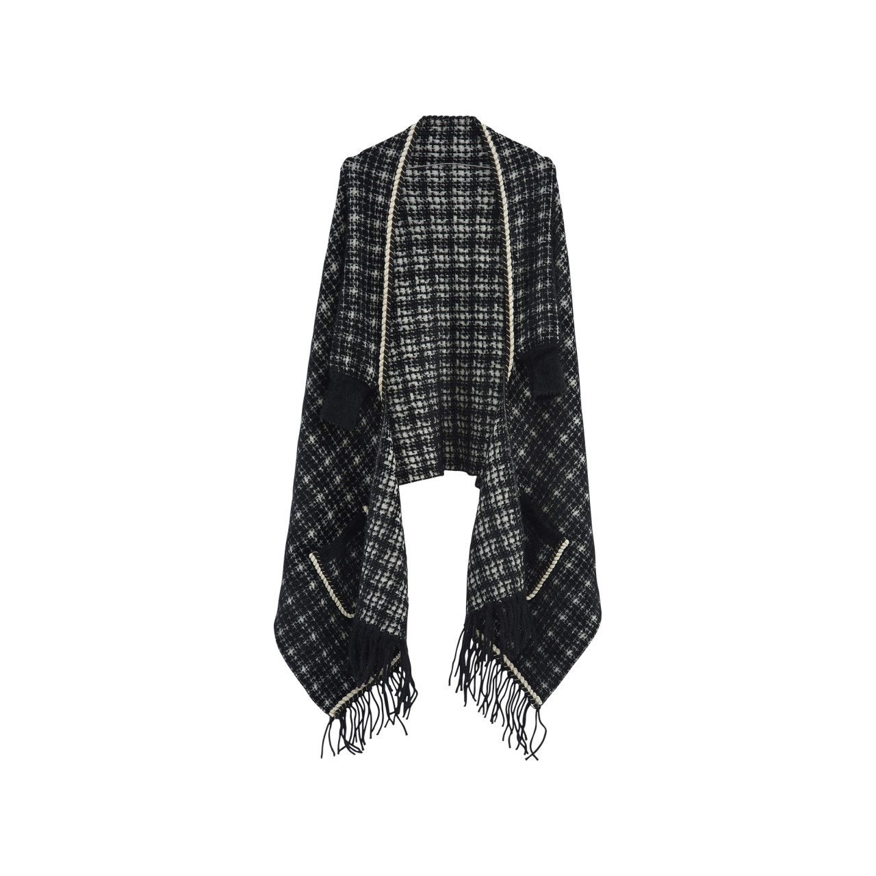 Nitzsche Accessoires Stilvoller Poncho mit Fransen für Damen 50% Rabatt mit kostenlosem Versand