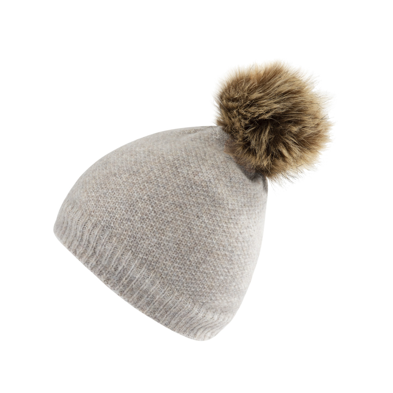 Nitzsche Accessoires Damenstrickmütze in melange Optik mit Kunstfell-Bommel Online