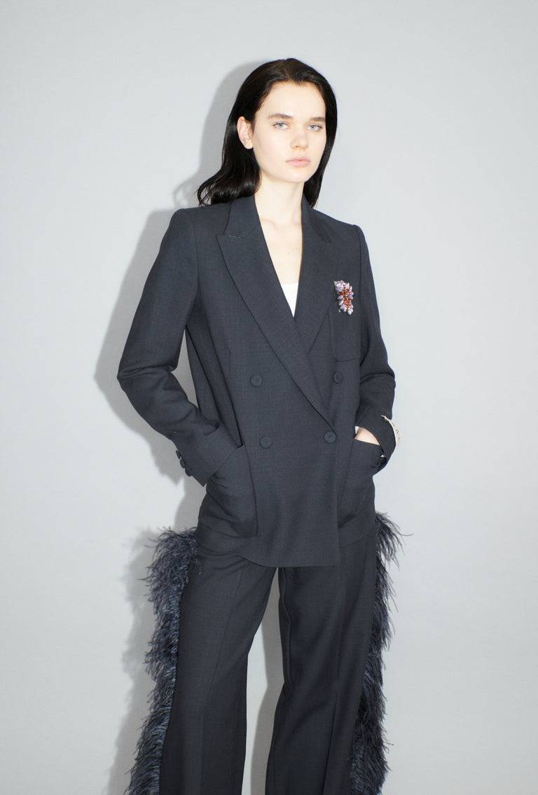 Odeeh Struct. Tropical Blazer, Slate Heißer Verkauf