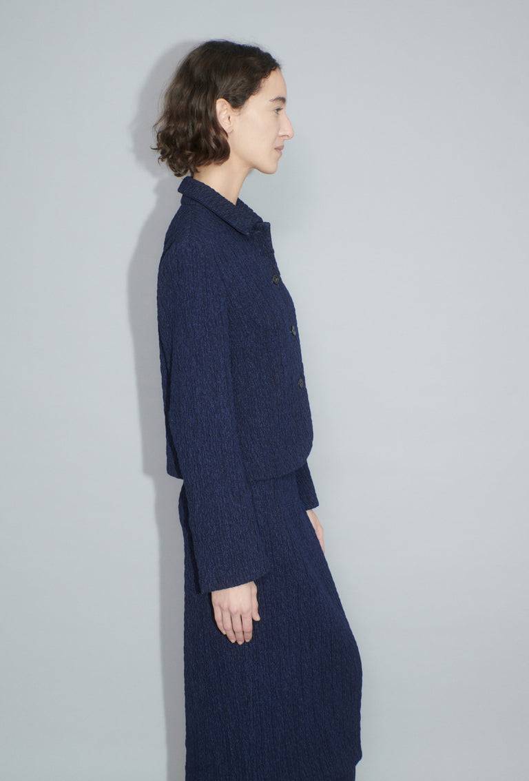 Odeeh Stretch Cloqué Jacke, Indigo Zeitlich begrenztes Angebot