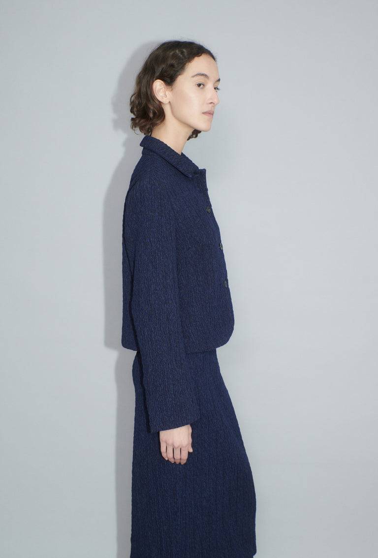 Odeeh Stretch Cloqué Jacke, Indigo Zeitlich begrenztes Angebot