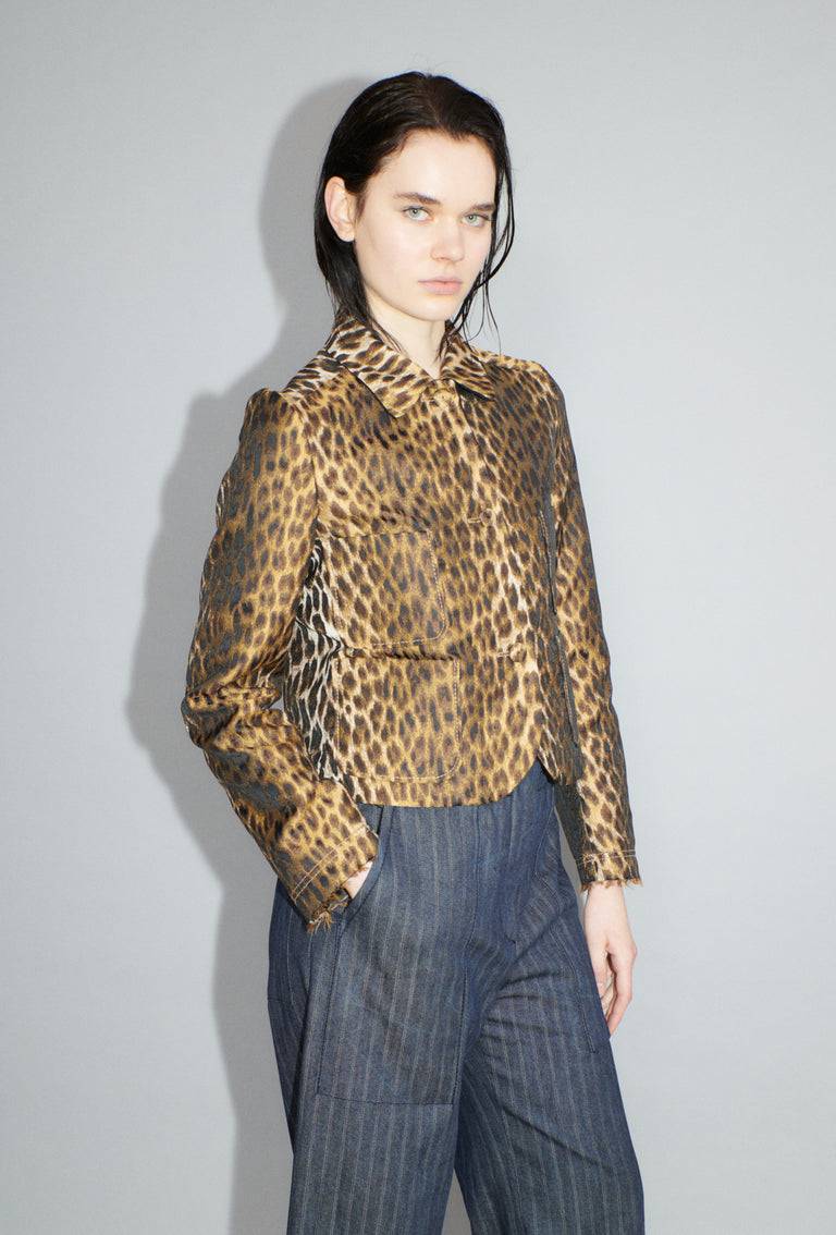 Odeeh Leopard Jaquard Jacke, Hazelnut Räumungsverkauf