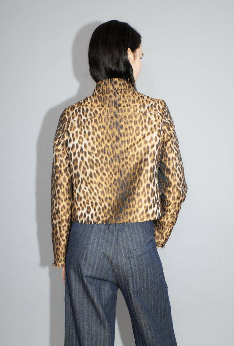 Odeeh Leopard Jaquard Jacke, Hazelnut Räumungsverkauf