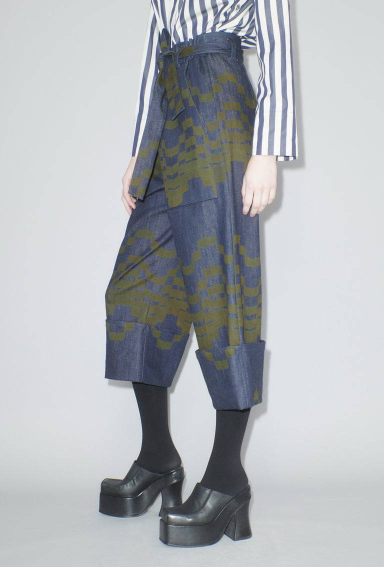 Odeeh Pigment Print Hose, Dark Moss Nur für heute