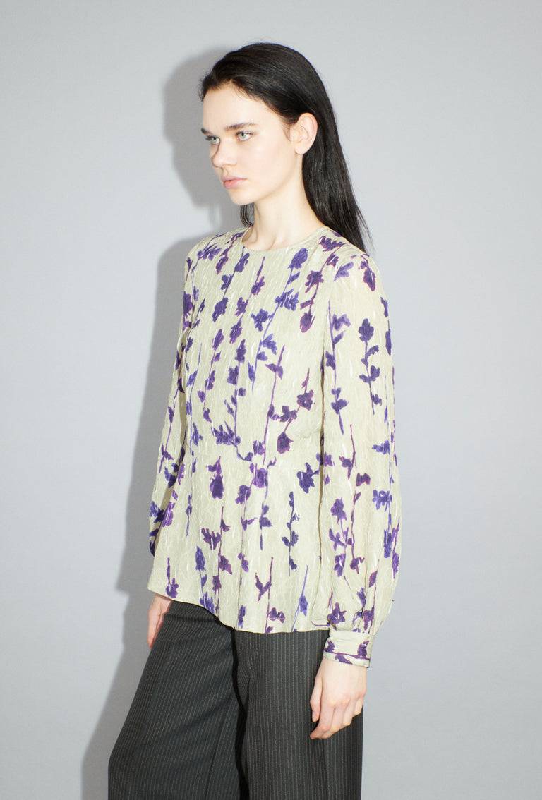Odeeh Flower Items on Crushed Crepe Bluse, Almond zollfrei