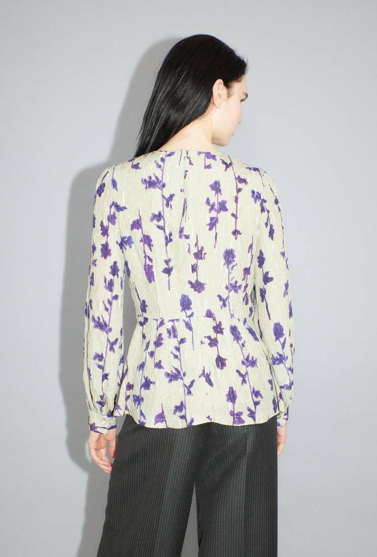 Odeeh Flower Items on Crushed Crepe Bluse, Almond zollfrei