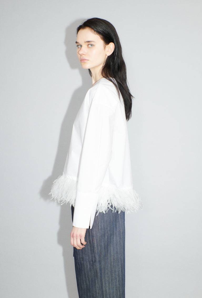 Odeeh Crushed Popeline Bluse, White 50% Rabatt für begrenzte Zeit