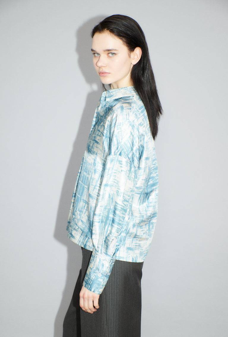 Odeeh Paintbrush Texture Bluse, Nordic Blue Auslauf