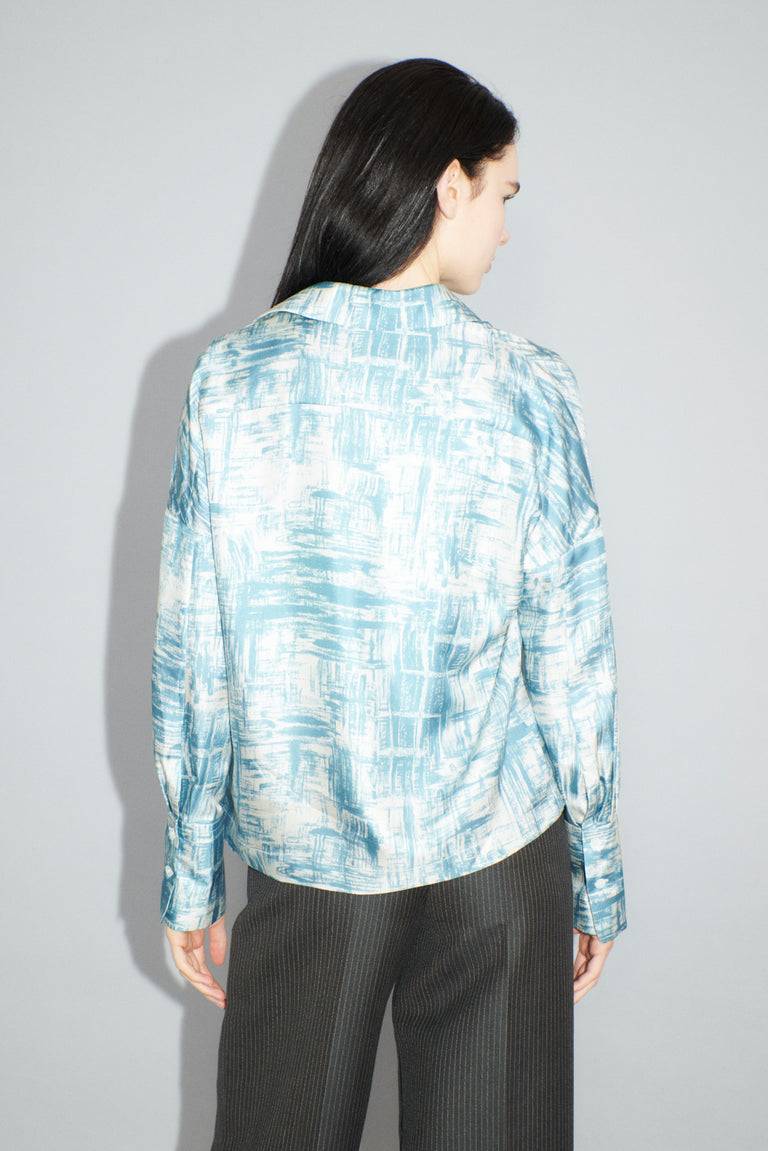Odeeh Paintbrush Texture Bluse, Nordic Blue Auslauf