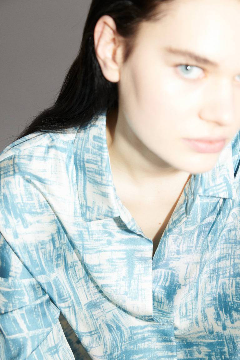 Odeeh Paintbrush Texture Bluse, Nordic Blue Auslauf