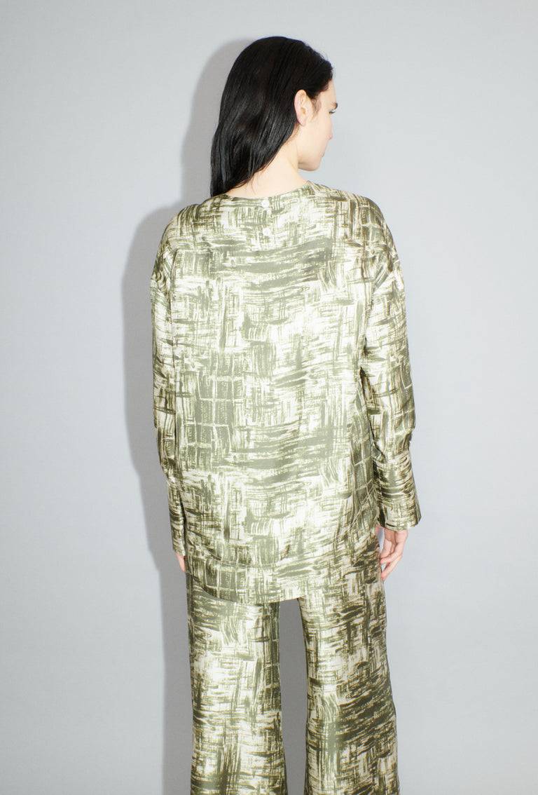 Odeeh Paintbrush Texture Bluse, Dark Olive Verkauf