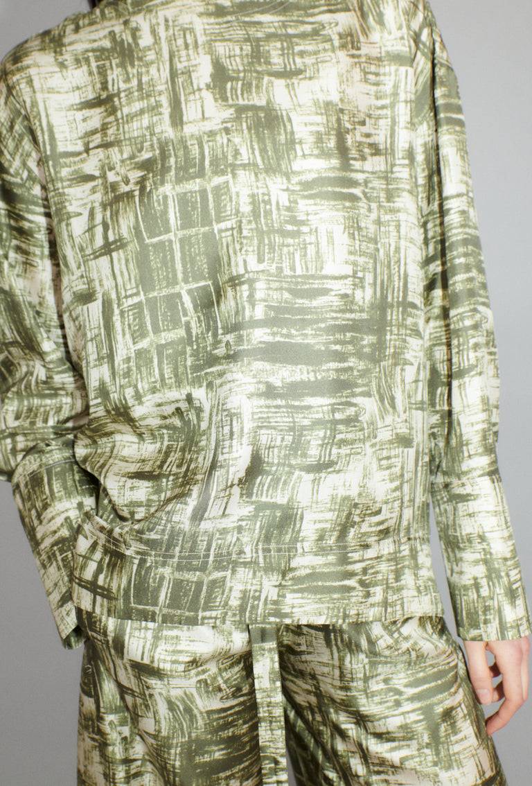 Odeeh Paintbrush Texture Bluse, Dark Olive Verkauf