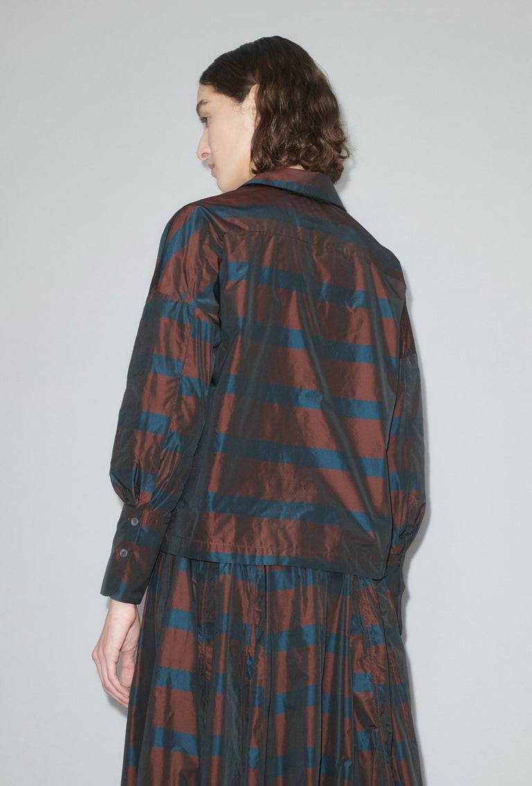 Odeeh Striped Taffeta Bluse, Burgundy Fabrikverkauf