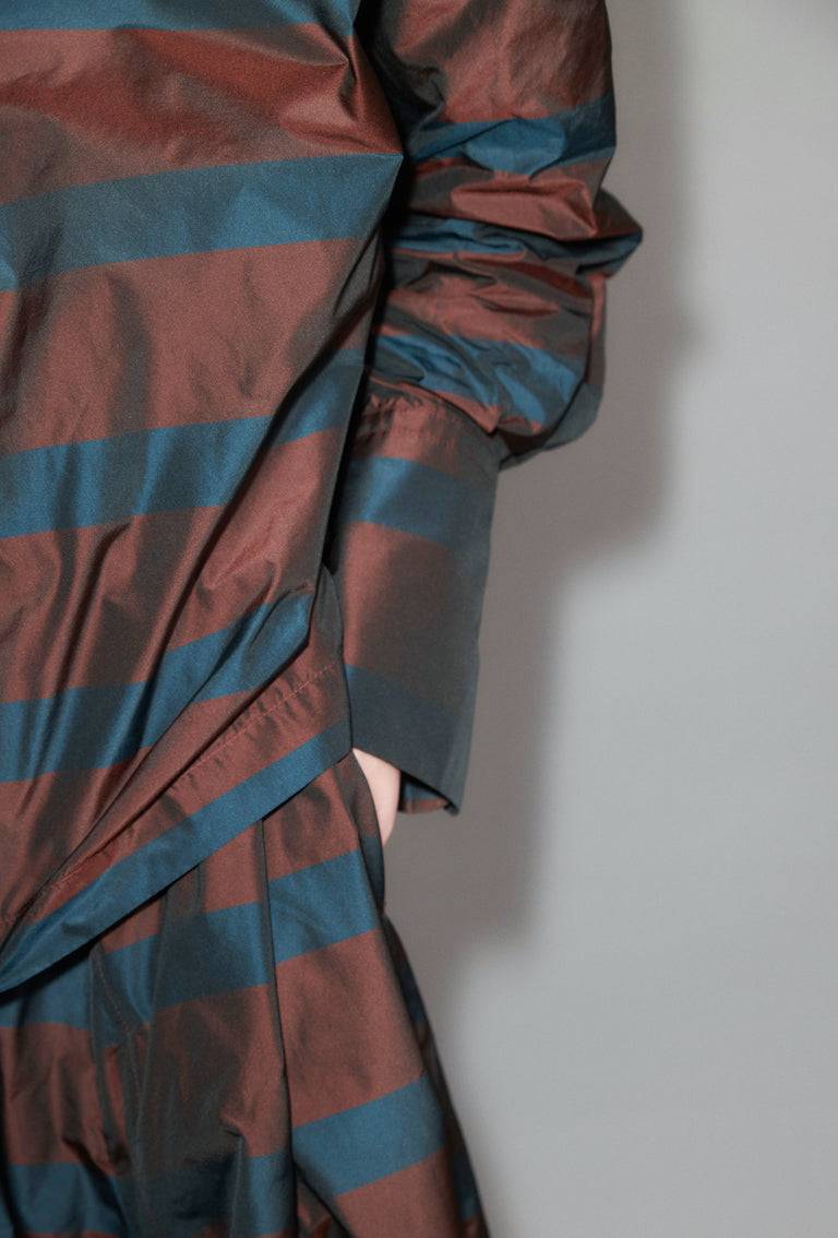 Odeeh Striped Taffeta Bluse, Burgundy Fabrikverkauf