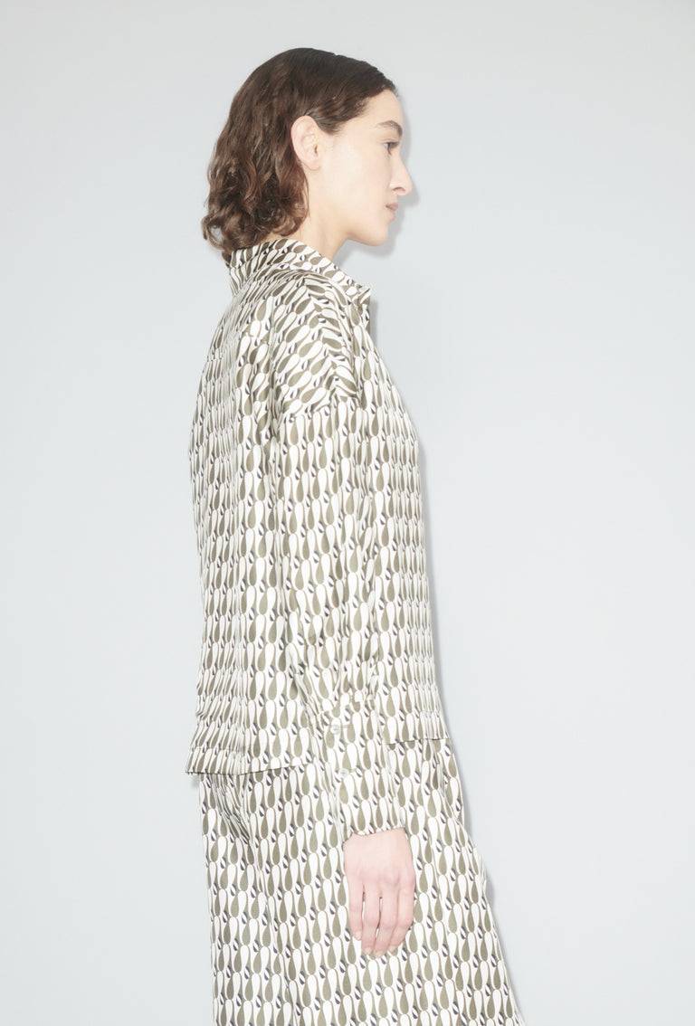 Odeeh Abstract Penguins Bluse, Brown Olive Versandkostenfrei