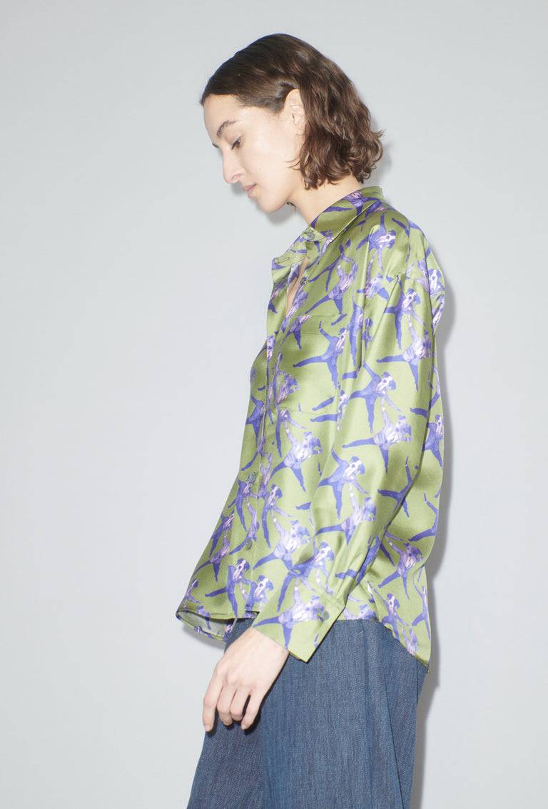 Odeeh Dancing Dogs Bluse, Green Olive Großer Ausverkauf
