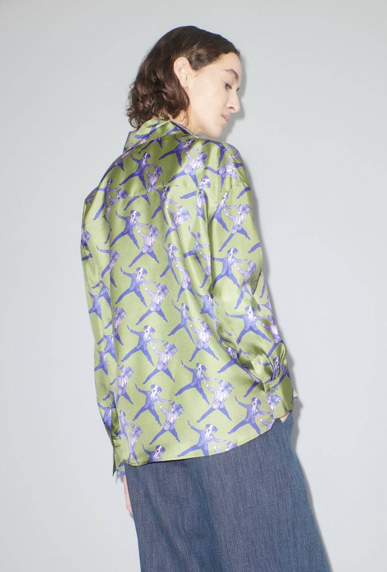 Odeeh Dancing Dogs Bluse, Green Olive Großer Ausverkauf