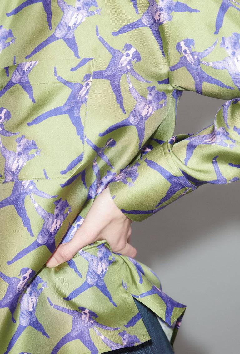 Odeeh Dancing Dogs Bluse, Green Olive Großer Ausverkauf