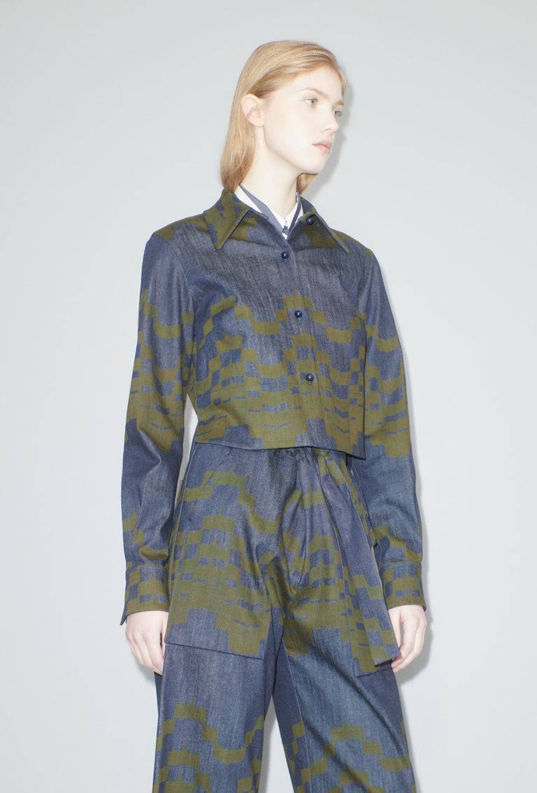 Odeeh Pigment Print Bluse, Dark Moss Online Shopping
