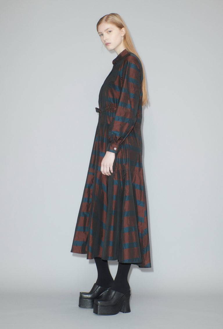 Odeeh Striped Taffeta Kleid, Burgundy Bestseller