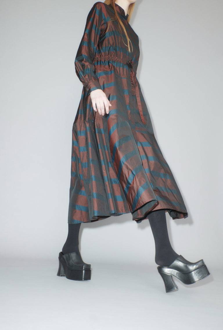 Odeeh Striped Taffeta Kleid, Burgundy Bestseller