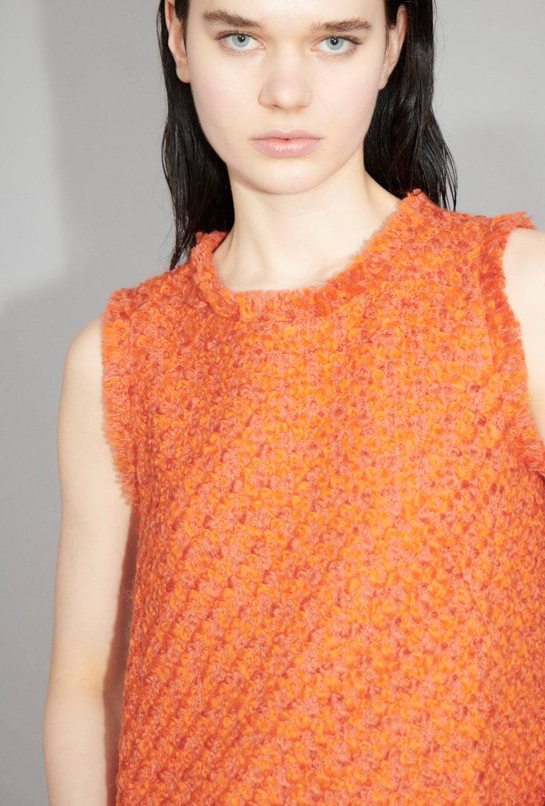 Odeeh Bouclé Tweed Kleid, Mandarin Räumungsverkauf