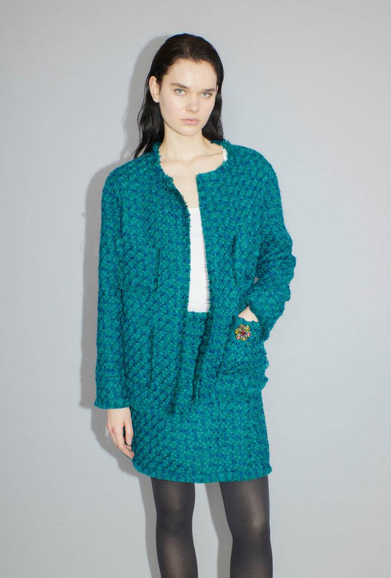 Odeeh Bouclé Tweed Rock, Dark Peacock Kauf eins, bekomm eins gratis