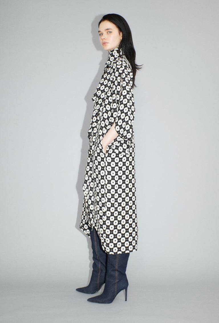 Odeeh Geometric Flowers Kleid, Black White Begrenzte Freigabe