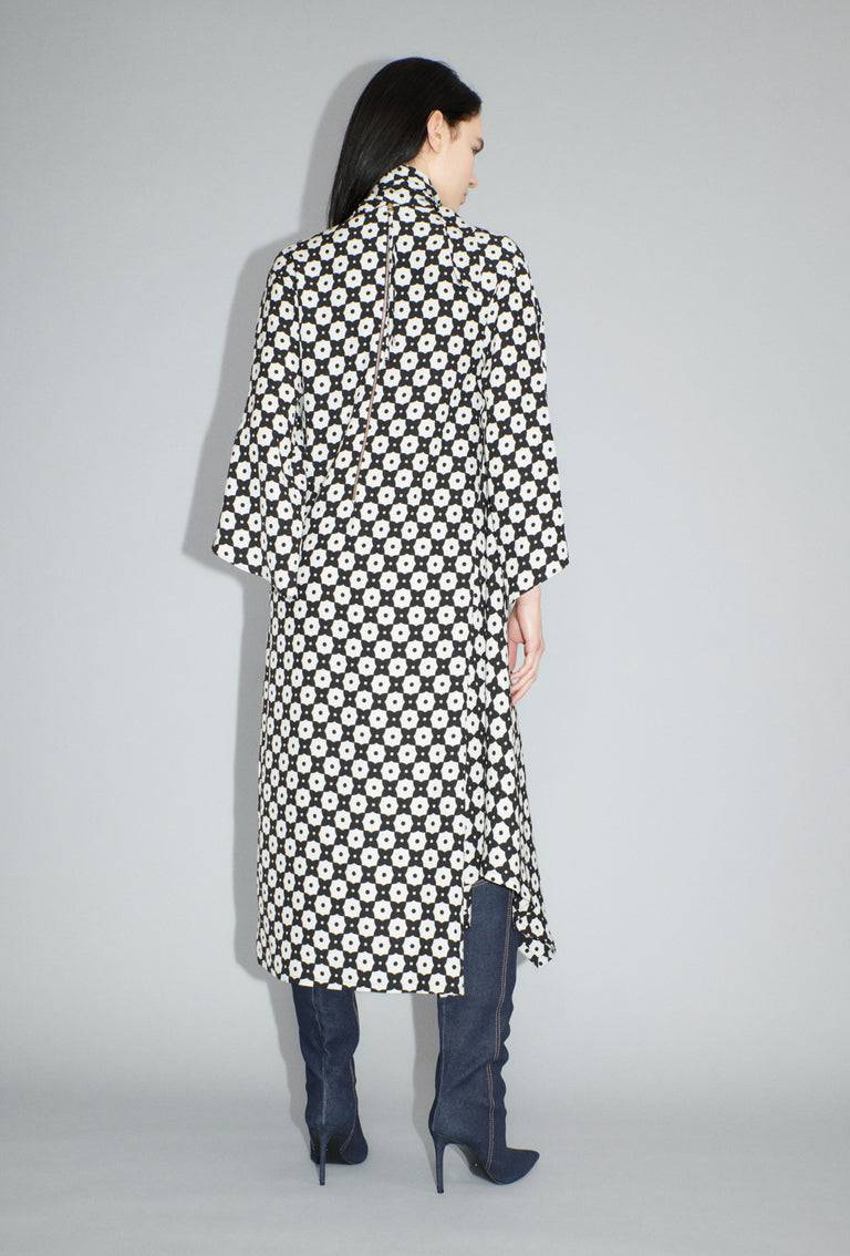 Odeeh Geometric Flowers Kleid, Black White Begrenzte Freigabe