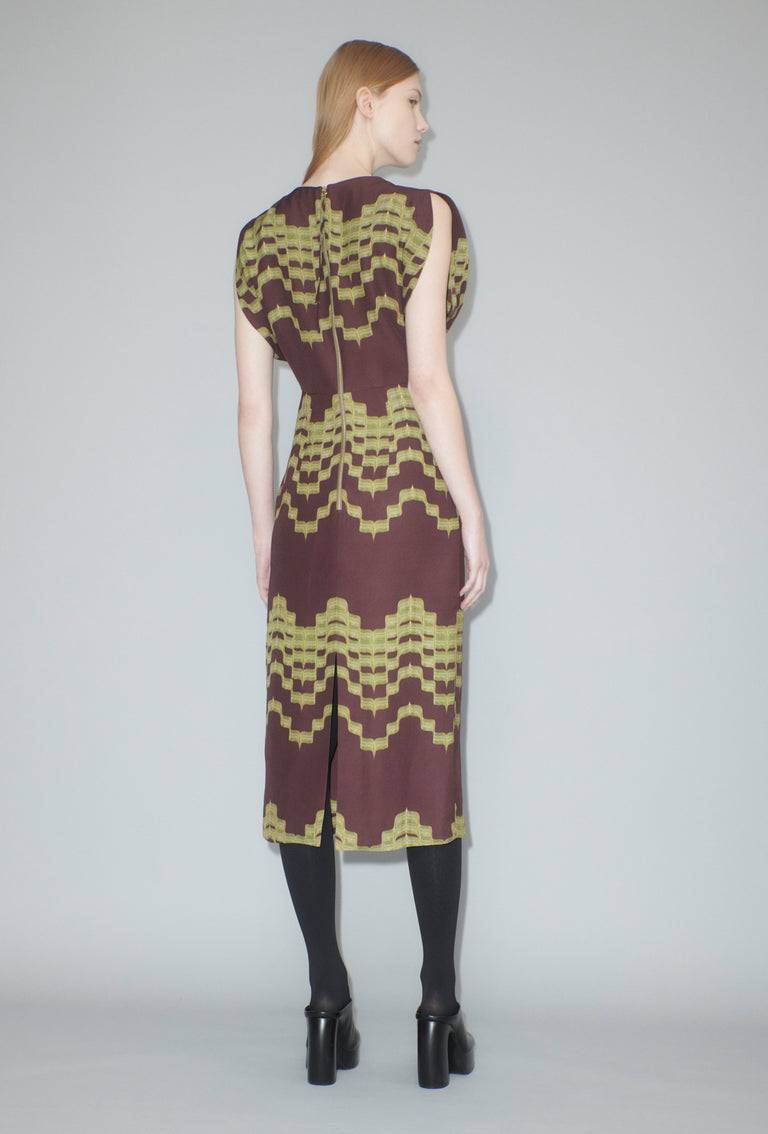 Odeeh Double Printed Degradè Kleid, Goldolive Sonderangebot der Fabrik