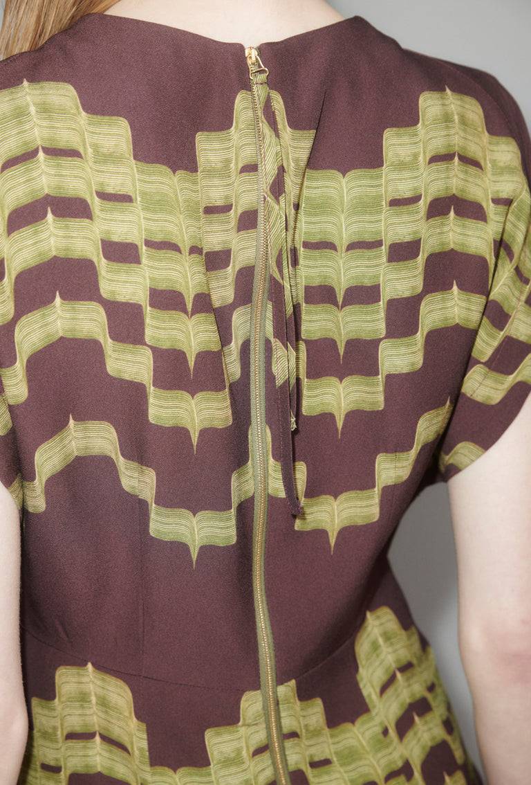Odeeh Double Printed Degradè Kleid, Goldolive Sonderangebot der Fabrik