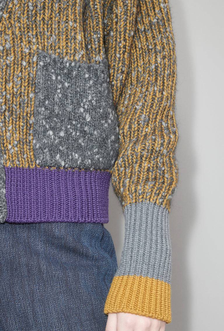 Odeeh Slub Tweed Cardigan, Olive Brown Verkauf