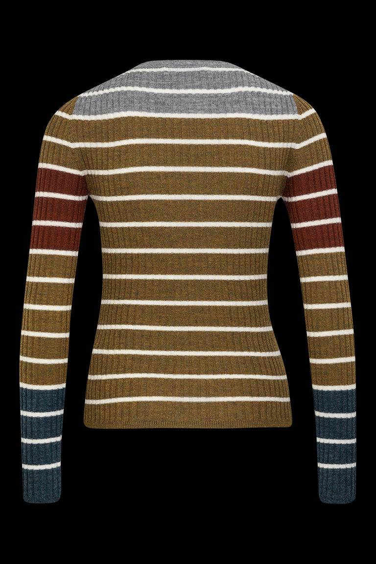 Odeeh Placed Stripe Pullover, Greengold Meist gekauft