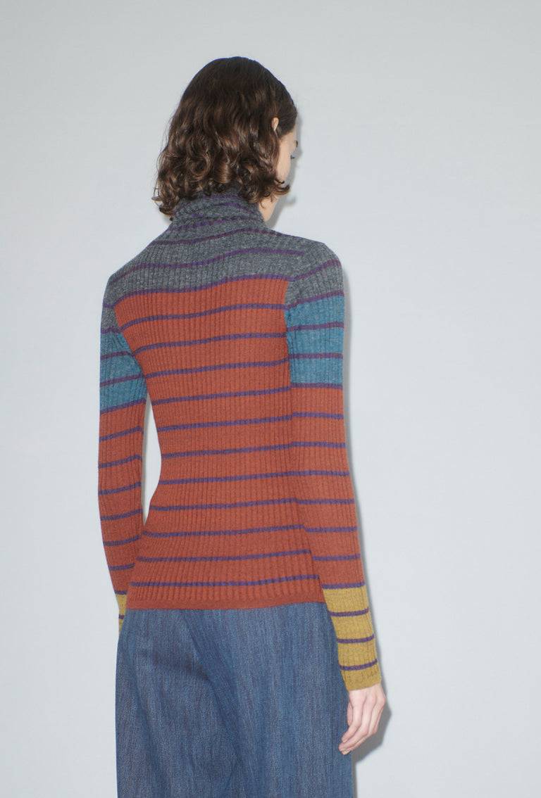 Odeeh Placed Stripe Pullover, Dark Copper Kostenloser Versand