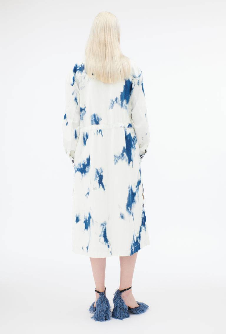 Odeeh Tie Dye Denim "Made in Italy" Mantel, Blue White Neuheiten