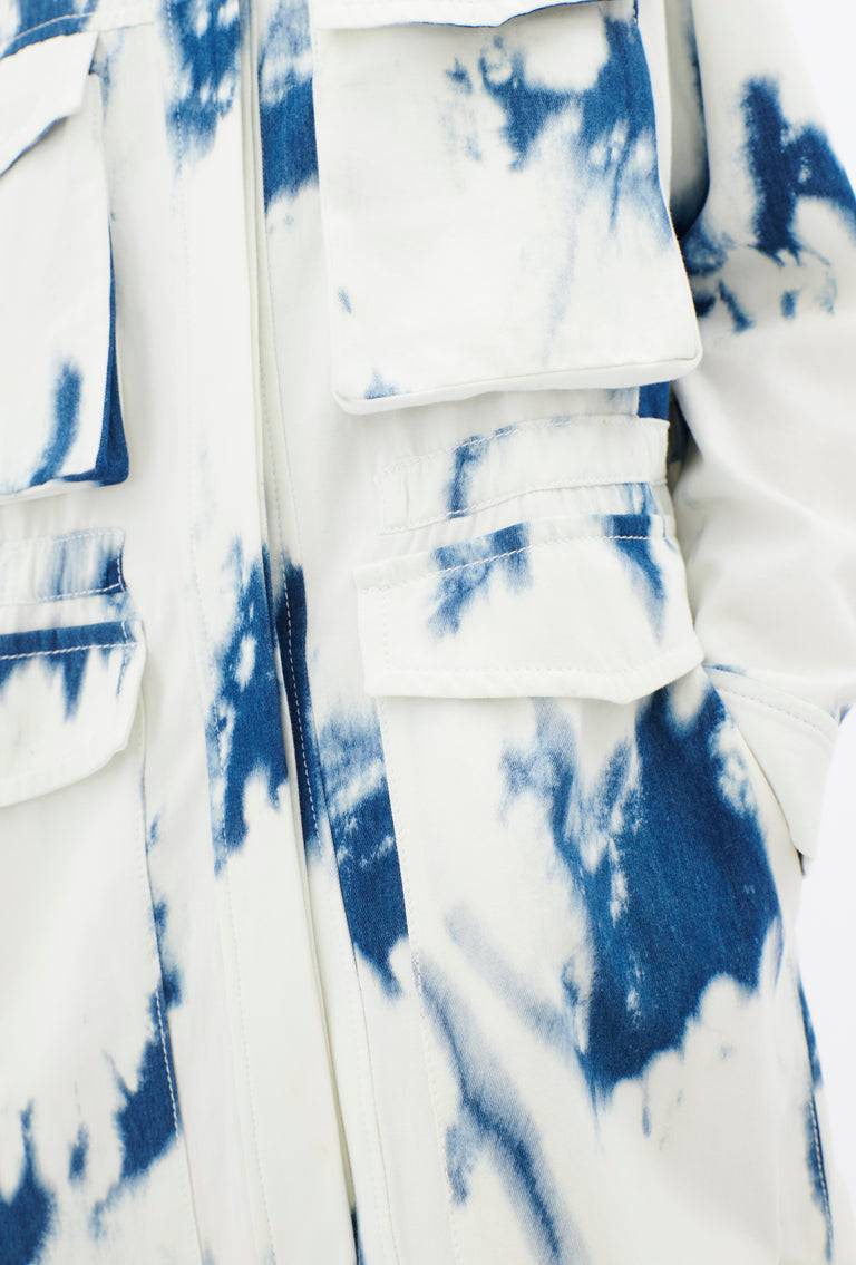 Odeeh Tie Dye Denim "Made in Italy" Mantel, Blue White Neuheiten