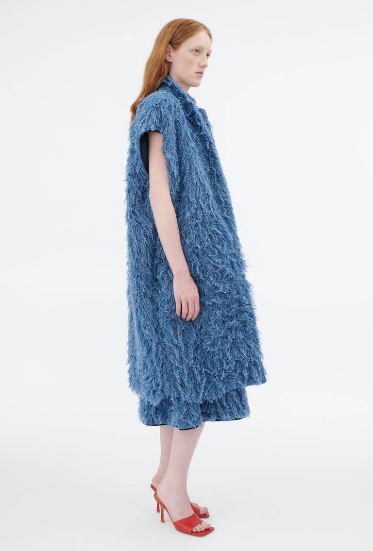 Odeeh Delavé Fringes Weste, Light Indigo Bestseller