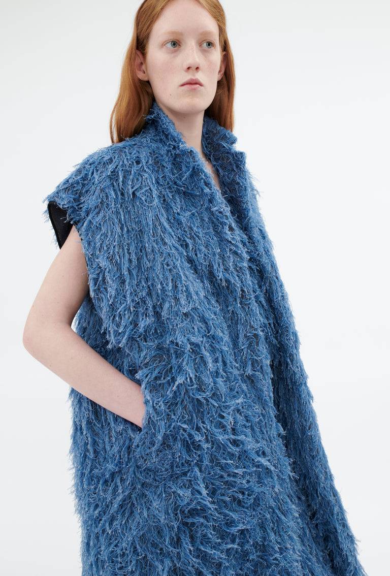 Odeeh Delavé Fringes Weste, Light Indigo Bestseller