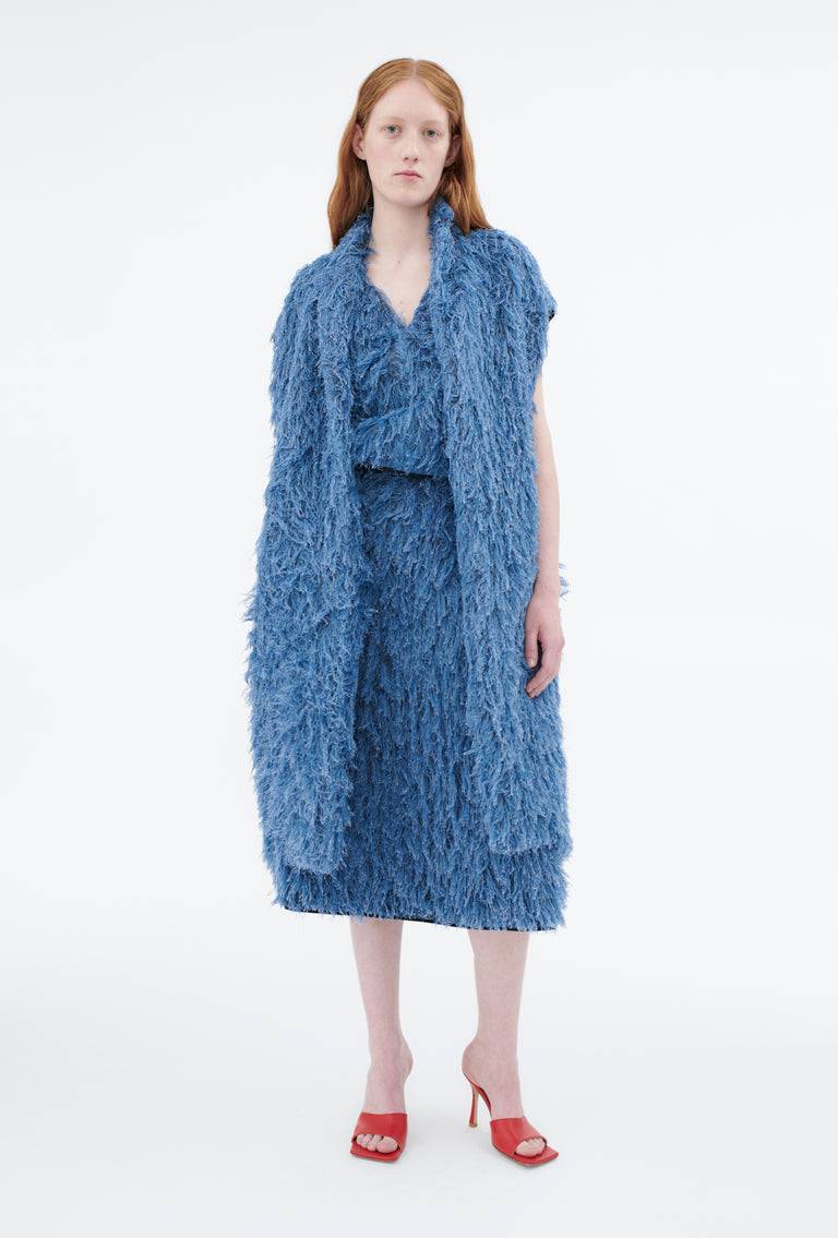Odeeh Delavé Fringes Weste, Light Indigo Bestseller