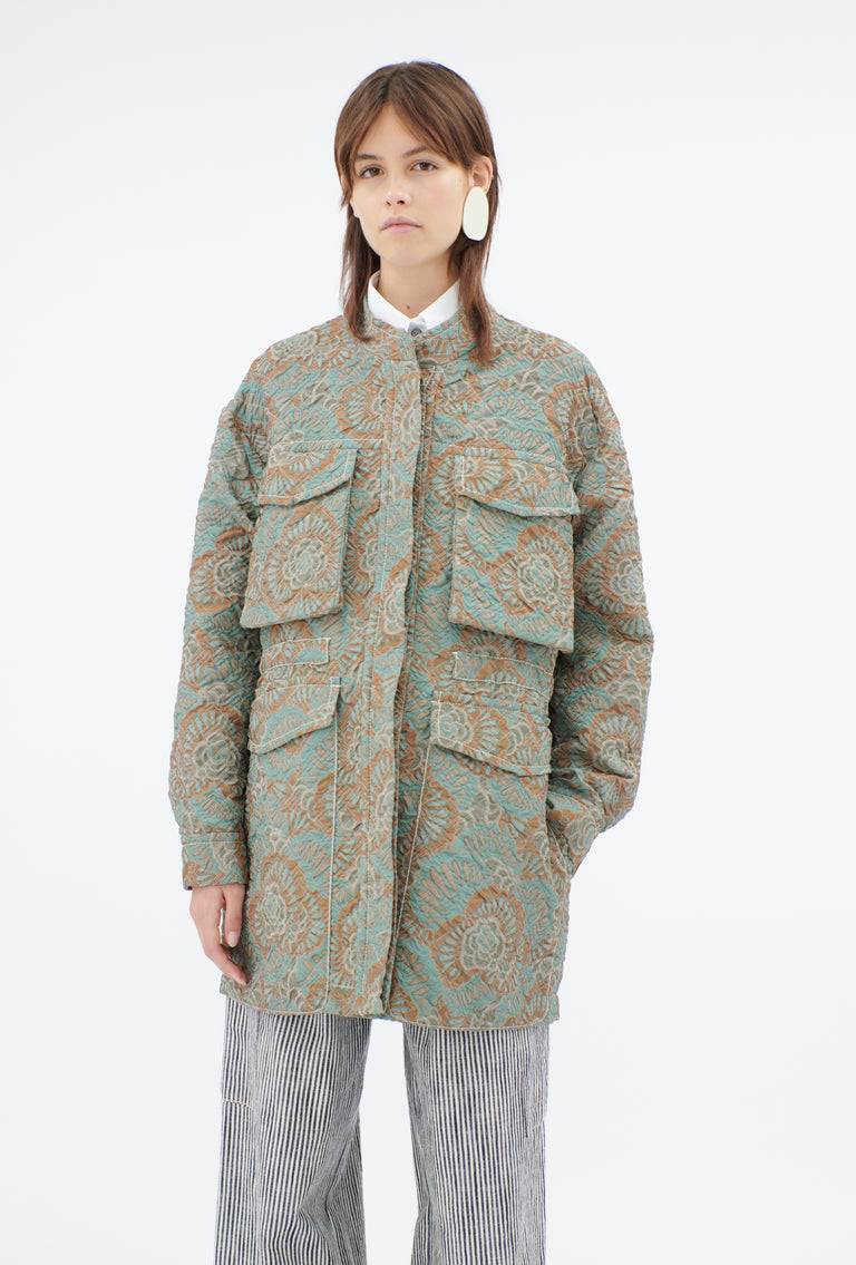 Odeeh Flower Camouflage Matelassé Jacke, Sea Green Saisonale Angebote