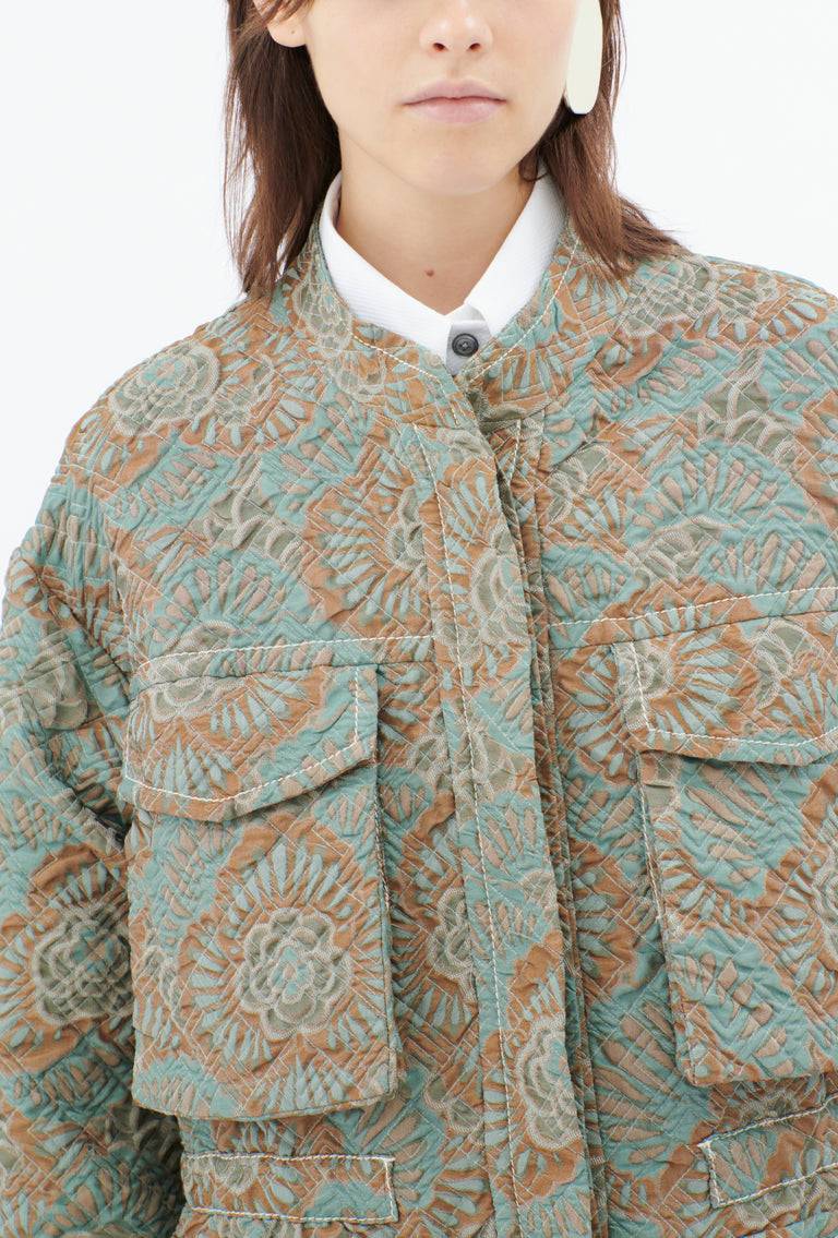 Odeeh Flower Camouflage Matelassé Jacke, Sea Green Saisonale Angebote