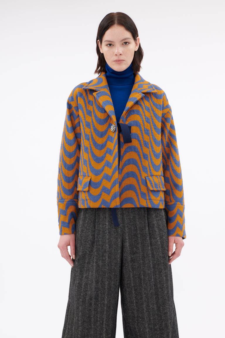 Odeeh Abstract Waves Jacke, Dark Cobalt Kostenlose Rückgabe