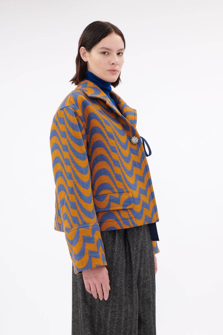 Odeeh Abstract Waves Jacke, Dark Cobalt Kostenlose Rückgabe