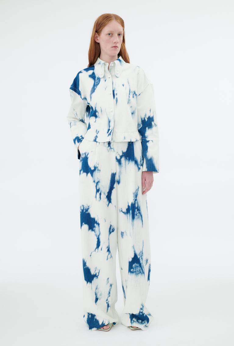 Odeeh Tie Dye Denim "Made in Italy" Hose, Blue White Begrenzte Freigabe