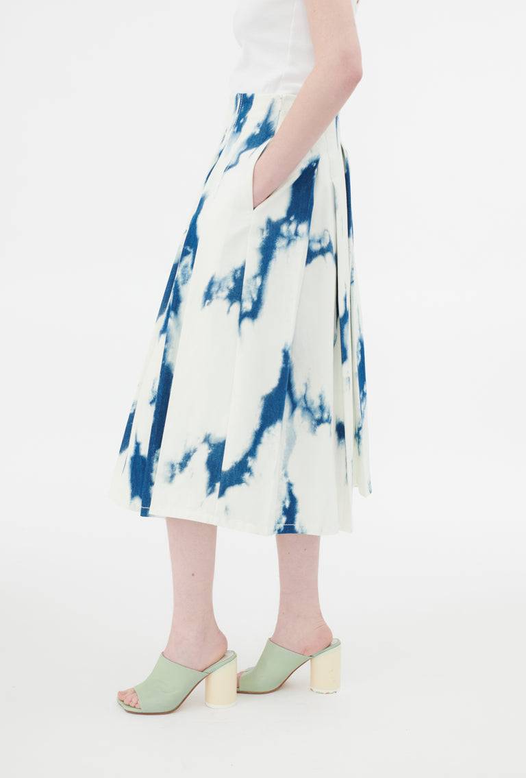 Odeeh Tie Dye Denim "Made in Italy" Rock, Blue White Letzte 2 Tage