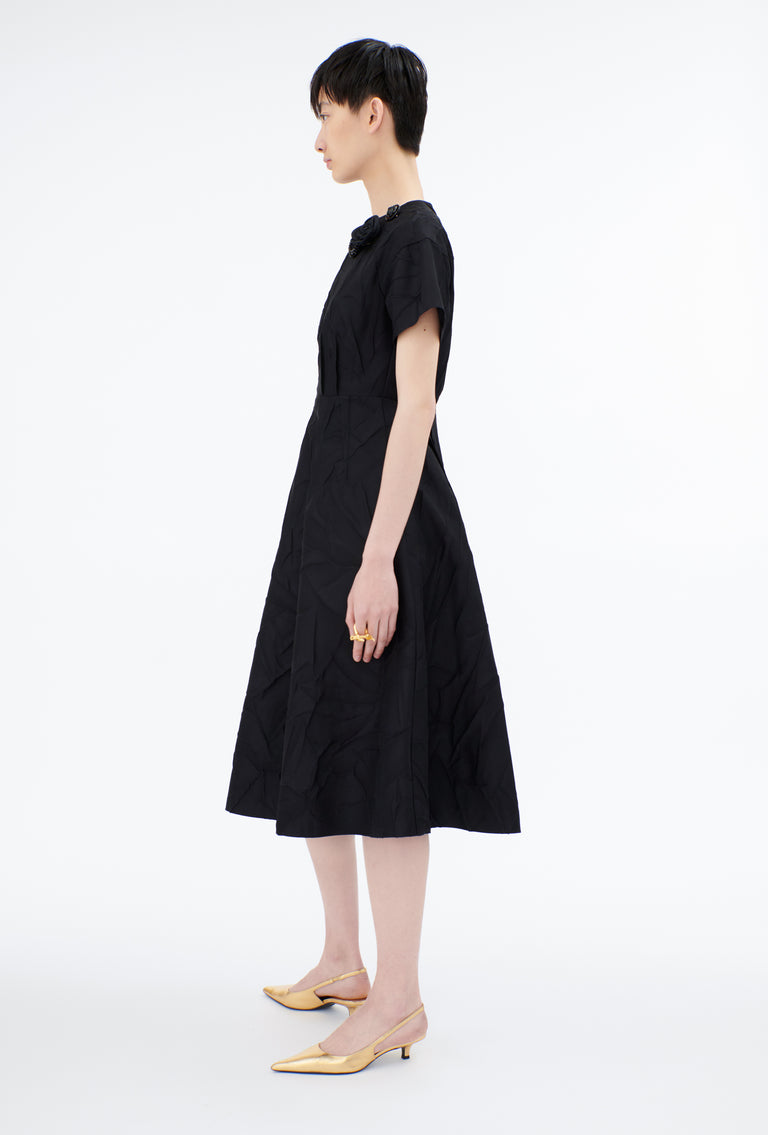Odeeh Crinkled Duchesse Kleid, Jet Black 50% Rabatt mit kostenlosem Versand