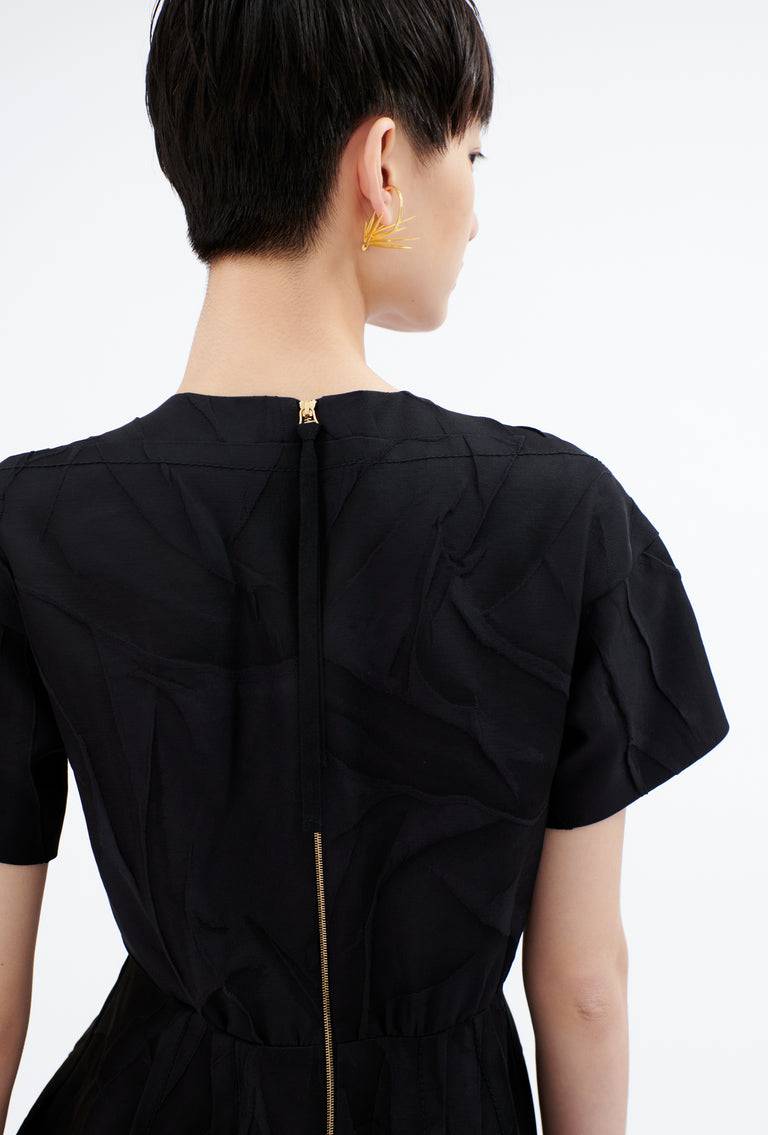 Odeeh Crinkled Duchesse Kleid, Jet Black 50% Rabatt mit kostenlosem Versand