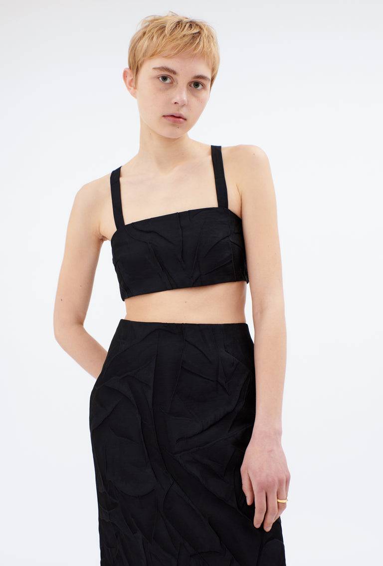 Odeeh Crinkled Duchesse Top, Jet Black Clearance-Verkauf