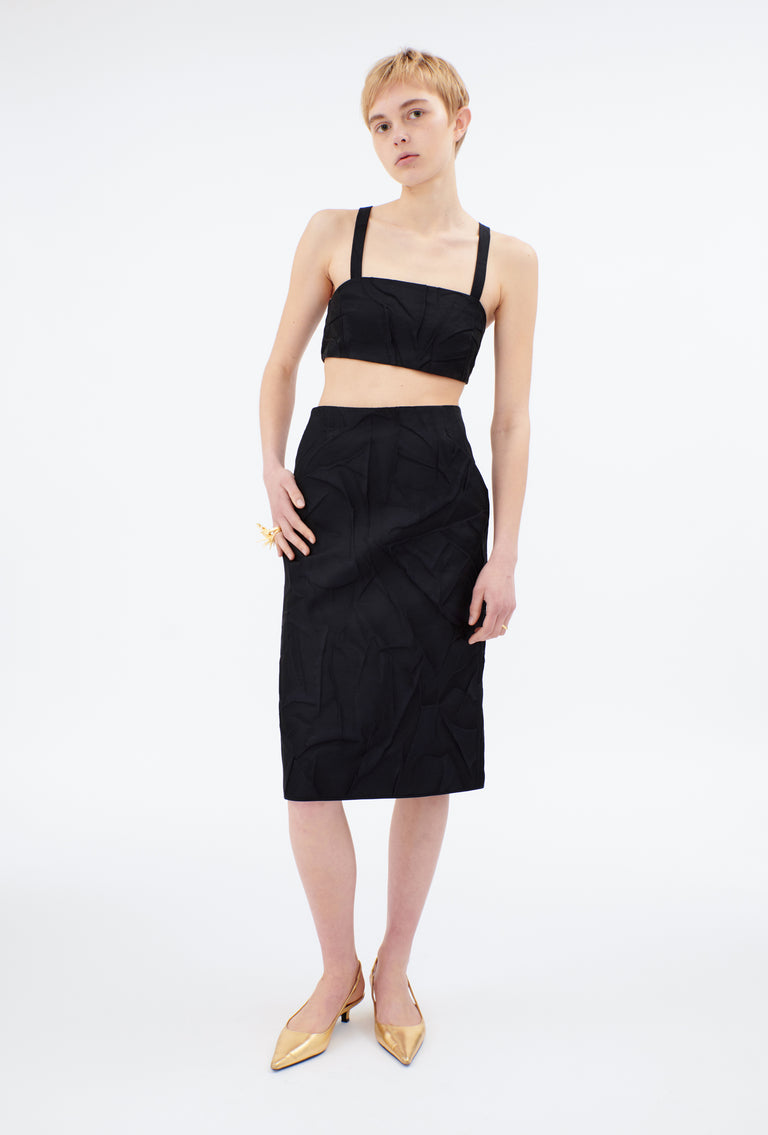 Odeeh Crinkled Duchesse Top, Jet Black Clearance-Verkauf